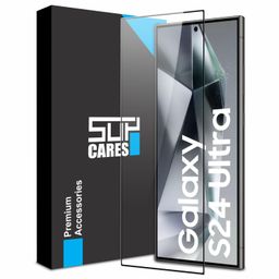 supcares Military-Grade Gorilla Tempered Glass Screen Protector for Samsung Galaxy S24 Ultra (6.8 Inch) With Installation Kit | Edge to Edge Coverage | Black image 1