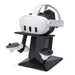 leqtroniq VR Stand for Accessories Compatible with Meta Quest 3/Meta Quest 2 – Headset Display Holder with Controller Mount Station image 1