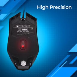 ZEBRONICS PHERO Wired Gaming Mouse with up to 1600 DPI, Rainbow LED Lights, DPI Switch, High Precision, Plug & Play, 4 Buttons image 3