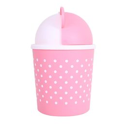 Kuber Industries Teddy Table Dustbin | Plastic Swinging Lid Waste Storage Garbage Bin | Desktop Trash Can For Study Table, Office | Pink image 3