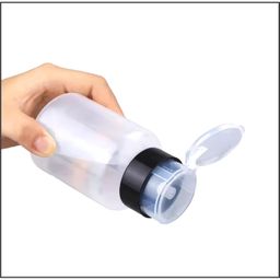 hair line Professional Empty Plastic Refillable Lockable Dispensing Storage Press Pumping Bottle with Twist Lock Flip Cap White 100ml Pack of 1 image 2
