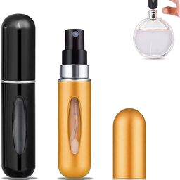 QNEEK 5ml Portable Mini Perfume Atomizer Bottles, Refillable Spray Bottle, Scent Pump Case, Empty Bottles for Travel and Outgoing (2 Pack-Multi Color) image 1