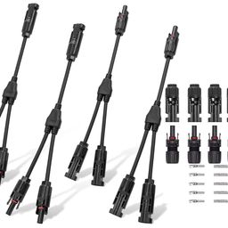 CELANO MC4 Solar Connector Y Branch Connector with MC4 Connector Pair for Parallel Connection Between Solar Panels |Color Black| (Pack of 2+5 Pair Set) image 1