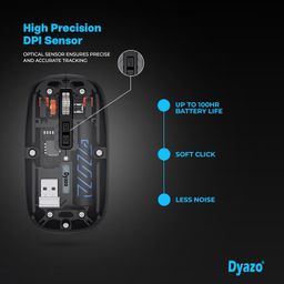 Dyazo Transparent Wireless Rechargeable Mouse with Dual Mode (2.4GHz + BT) | Noise Free Clicking | Multi Device Pairing | Adjustable DPI Sensitivity | Compatible with MacBook, Laptop & PC (Black) image 5