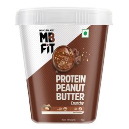 MuscleBlaze Fit High Protein Peanut Butter, Crunchy (Dark Chocolate Spread, 1kg) | 27g Protein | With Pea Protein & Whey Protein Concentrate | Fit Pack image 1