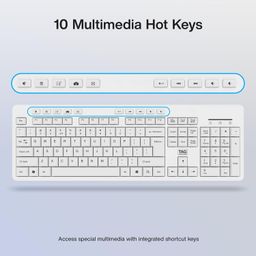 TAG KBWM1000 White Wireless Keyboard & Mouse Combo Kit with USB 2.4Ghz Nano Receiver, Linear Chiclet Keys, Upto 10M Clicks, Full 104 Keys & 10 Multimia Keys, 6 Buttons Mouse, for Windows/Mac/Linux image 5