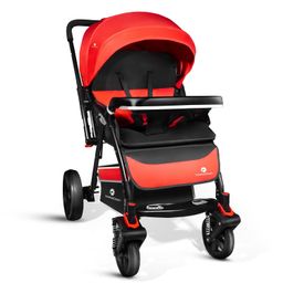 StarAndDaisy Pram For Baby Boy 0 To 5 Year/Strollers For 0 To 3 Years With Double Comfort Cushion/Stroller For Baby With Reversible Handle, 5-Point Safety Belt & Detachable Food Tray., Clossal-Red image 1