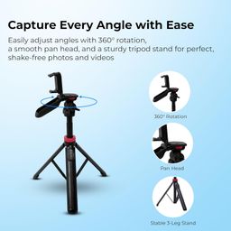 Digitek (DTR 565 SS) Tripod Selfie Stick with Wireless Remote, 360° Rotation, 7-Section Aluminum Rod, 1450mm Max Height, 3kg Load, GoPro Adapter – Compatible with Phone & Action Cameras image 3