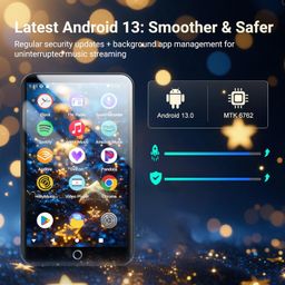 160GB MP3 Player with Bluetooth and WiFi, MECHEN Android 13 OS MP3 & MP4 Players with 4" Touchscreen and Speaker,Music Players with Spotify,Pandora, Audible, Amazon Music, Play Store image 3