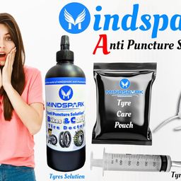 Mindspark Anti Puncture Solution Filling Tyre Solution 500ml Fight with Nail for Every Universal Bikes with Free Tyre Inject Filler image 3