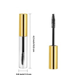 RAJry 2 Pcs 10ml Empty Mascara Tube Wand Eyelash Cream Container Bottle with 2 Rubber Inserts Golden image 2