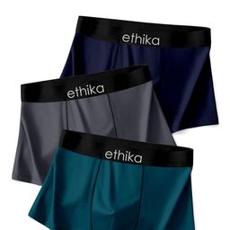 ethika Men's Extra Thin Elastic Underwear Long Comfortable Ice Silk Breathable Comfort Brief-Boxer-Trunks Imported Material Pack of 3 (in, Alpha, L, Multicolour) (in, Alpha, M, Multicolour) image 1