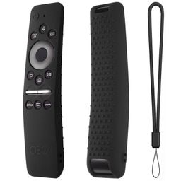 Oboe Silicone Tv Remote Cover Compatible with Samsung Smart Tv Remote BN59-01312A QLED 8K 4K Smart TV Remote Protective Case with Remote Loop (Black) [Remote NOT Included] image 1