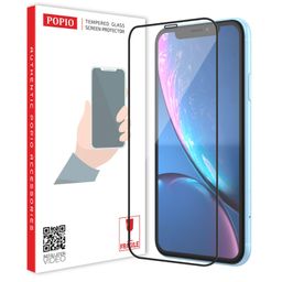 POPIO Military-Grade Gorilla Tempered Glass Compatible For iPhone 11 / iPhone XR (Black) Edge To Edge Coverage With Easy Installation Kit image 1