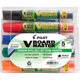 Pilot BeGreen VBMC5001-P V Board Master Chisel Point Whiteboard Markers (Assorted Colour) - Pack of 5 image 1