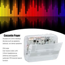 TON007B Stereo Cassette Player 2-Way Cassette Player with Headphones for 10m. White image 2