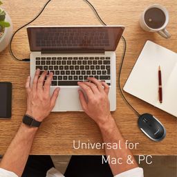 Macally Silent USB Type C Mouse Wired for Apple Mac & Windows PC Laptop/Desktop Computer | Slim & Compact Mice Design & Optical Sensor & DPI Switch 800/1200/1600/2400 | Small for Easy Travel (Black) image 2