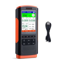 INKBIRD Air Quality Monitor Upgraded Portable Air Detector Meter Air Pollution Level Tester HCHO TVOC PM2.5/1.0/10 Temperature and Humidity Detector 8-in-1AQI Tester Air Quality Test for Home Office image 1