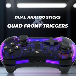 ZEBRONICS MAX FURY Transparent RGB LED Illuminated Wired Gamepad for Windows PC, Android, with Dual analog sticks, Quad front triggers, Dual motors force, Haptic Feedback image 5