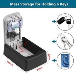 Lospu HY Key Lock Box with 4 Settable Digit Combination Wall Mounted Made of Weather Resistant Steel for Indoors or Outdoors Holds up to 5 Keys image 3