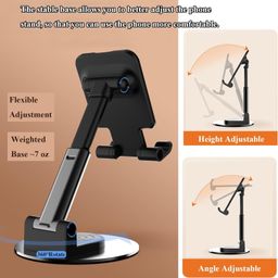 NISHAJ 360° Rotatable and Foldable Tabletop Mobile Phone Stand Adjustable Desk Phone Holder for iPhone, Android Smartphones & Tablet Anti-Slip Base for Video Calls, Gaming, and Reading image 4