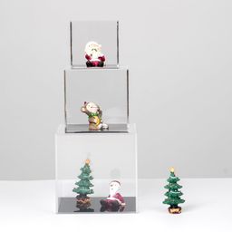 Kcgani Clear Acrylic Boxes for Collectibles Display, Removable Countertop Storage Box Cube Organizer Stand Riser, Dustproof Protection Showcase for Crystals Minerals Slab Fossil Coral, 3x3x3Inch image 5
