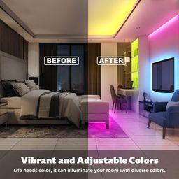 FLYNGO 5 Meter 5050 LED Strip Lights, 300 Led RGB Strip Light with Adaptor, Operated with 16 Modes Remote Controller Multicolor LED Lights for Home Decoration, Diwali, Ceiling, TV (RBG) image 3