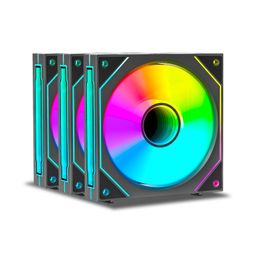 Ant Esports StackerFlow 3-In-1 120mm ARGB Stackable Case Fan with Wire-Free Daisy Chain - Black image 1