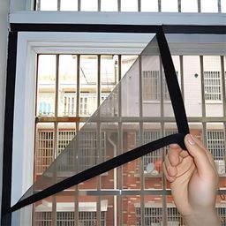 dm dasii mat DM DASII Pre-Stitched Window Mosquito Net Self-Adhesive Velcro, Washable & Reusable Mesh, Durable Insect & Bug Protection for Windows & Doors (3ft x 4ft, Black) image 1