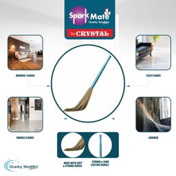 Sparkmate By Crystal Commando Grass Broom/Phool Jhadu (Hard_Floor, Plastic Handle, Assorted) image 4