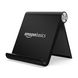 amazon basics Multi Angle Desktop Foldable Stand Tablet/Mobile Stand Holder for iPhone, Android, Samsung, OnePlus, Xiaomi, Smartphones. Portable, for Your Bed,Home, Office, Home (Black) image 1