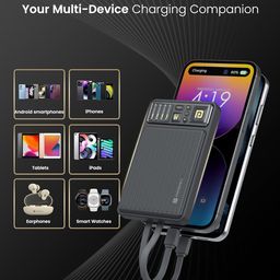 Portronics Luxcell Bind Mini 10k 10000mAh Nano Powerbank with 22.5W Fast Charging, in-Built Type C PD(Input & Output) /8 Pin Cable, LED Indicator, USB-A Mach Output, Compatible with Smartphones image 5