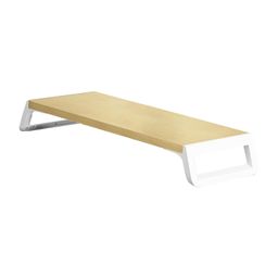 CALANDIS™ Monitor Stand Desk for PC Screen Wooden Support Desktop Shelf Computer Stand Wood and wihte | Monitor Mounts & Stands | Monitors, Projectors & Accs image 1