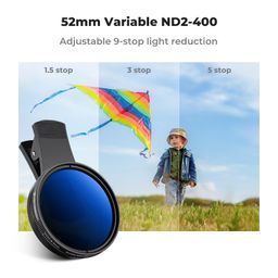 K&F Concept 52mm Clip-on ND2-400 Phone Camera Lens Filter Kit, Adjustable Neutral Density Filter Compatible with iPhone 15 14 13 12 11 image 3