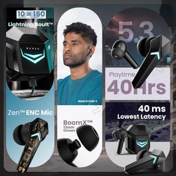 Boult Audio Ammo True Wireless in Ear Earbuds with 40ms Lowest Latency, 40H Playtime, ENC Mic, 13mm Bass Drivers, Interactive LED, Type-C Fast Charging (10Min=150min) Bluetooth Ear Buds image 2