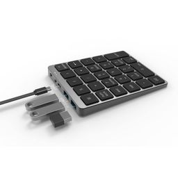 ujeavette Numeric Keypad Rechargeable with USB Hub for Desktop Notebook Silver image 2