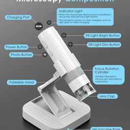 ETZIN Wireless Digital Microscope [Easy and Fun] 50X-1000X 1080P HD WiFi Portable Handheld USB Trichome Mini Coin Microscope Camera Magnifier with Stand for iPhone iPad Android Phone & PC-‎EPL-992IM image 3