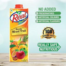 DABUR Real Masala Mixed Fruit Juice - 1L (Pack Of 4) | No Added Preservatives, No Artificial Colours & Artificial Flavours | Goodness Of Best Fruits With Chatpata Masala, Daily Dose Of Fruit Nutrition image 3