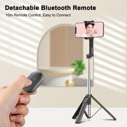 celfiexpt Portable Selfie Stick Tripod Reinforced 38" Bluetooth Mobile Tripod for Mobile Phone Compact Selfie Stick Stand for Vlogging YouTube Travel,Black image 5