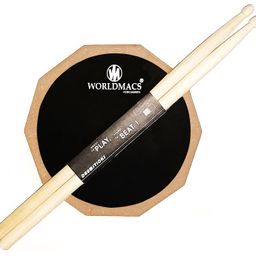 WORLDMACS ''STONY'' (HARDER FRONT SURFACE) 8'' INCHES (POLYGON) 2 SIDED 3 SURFACE ADVANCED DRUM PRACTICE PAD WITH BAG AND DRUMSTICKS image 1