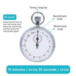 EISCO Mechanical Stopwatch - Analog Timer, Steel Case, 1/10th Second Precision, 15-Minute Dial, Winding Mechanism, Ideal for Sport Training, Racing, Physics, Chemistry, Classroom, Lab Experiment image 4