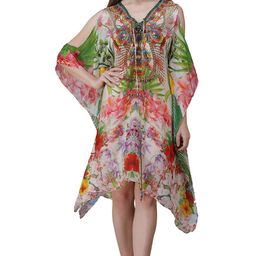 ravi rajoria Crepe Digital Print Beach Wear Kaftan Multicolored Free Size- | Multicolor 14-M image 1
