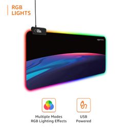 amazon basics RGB Light Gaming Mouse Pad Desk Mat for Computer Laptop | Stitched Embroidery Edges | Non-Slip Rubber Base | Extended Keyboard Mouse Pad for Office & Home (795mm x 298mm x 3.45mm) image 4