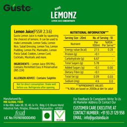 Gusto Foods Yellow Lemon Juice Concentrate - 750ml (Pack of 1) | Hassle Free Bottle | Equivalent To 75 Lemons | Fresh Lemon Juice Extract | Ideal for Daily Use, Cooking & Beverages image 5