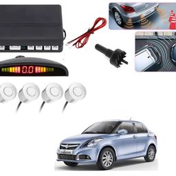 Auto Addict Car Reverse Parking Sensor with LED Display 4 Sensor Reverse Parking Auto Radar Detectors (White) for Maruti Suzuki Swift Dzire Type-2 (2011-2017) image 1