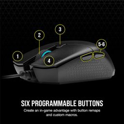 Corsair KATAR PRO Ultra-Light Gaming Mouse - FPS/MOBA Mouse, Symmetric Shape, 12,400 DPI Optical Sensor, 6 Programmable Buttons, Plug-and-Play, RGB Backlighting, for Claw and Fingertip Grips - Black image 5