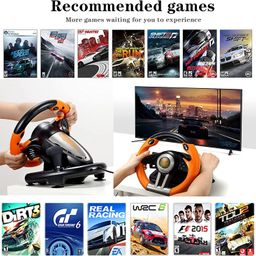 PXN V3II Simulate Racing Game Steering Wheel with Pedal, 180 Degree Steering Wheel, Compatible with Windows PC, PS3, PS4 Xbox one, Xbox Seriesfor Switch-Orange image 3