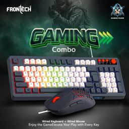 Frontech Wired Aero Blade Gaming Keyboard & Mouse Set | LED Rainbow Backlit | 94 Keys with 4 Hot Keys | USB Plug & Play | Up to 7200 DPI Mouse | Durable Build (KB-0044) image 2