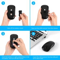 cimetech Wireless Mouse, 800/1200/1600 DPI 2.4G Slim Portable Ergonomic Mouse for Laptop Compatible with PC Mac Computer MacBook Notebook (Black) image 5