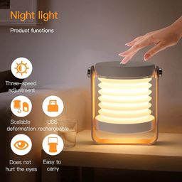 NYRWANA Lantern Light LED Desk Lamp Camping Lantern with 360° Rotation and Touch Control Built-in Battery with 3 Brightness Modes for Reading Outdoor Activities (Grey) image 3